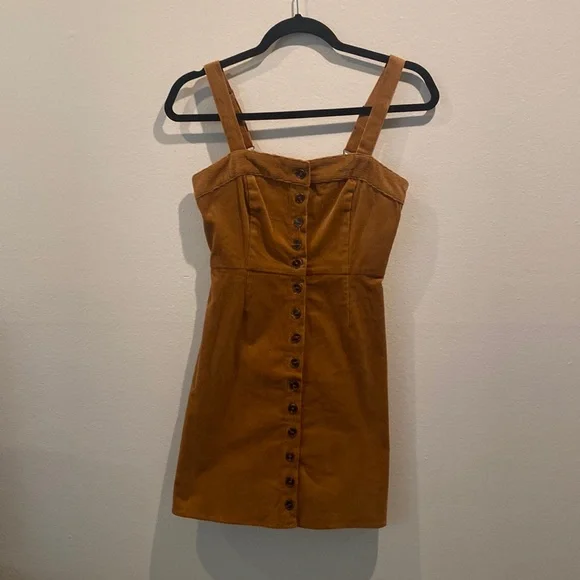 slim fit dress slacks Organic Corduroy V-Neck Mini Dress